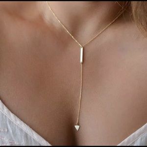 Gold Plated Women’s Fashion Bar Triangle Necklace